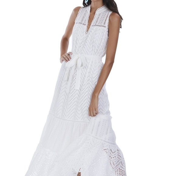 Allison New York Dresses & Skirts - Allison New York Mixed Eyelet White Maxi Dress NWT